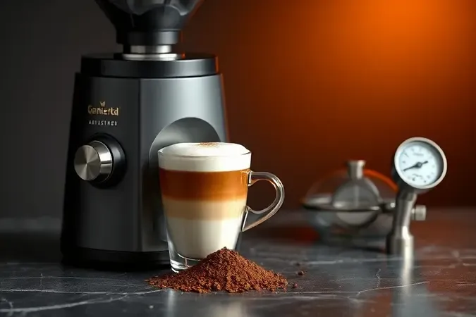 Ajuste de moagem e vaporização para cappuccino com moedor moderno e espuma densa