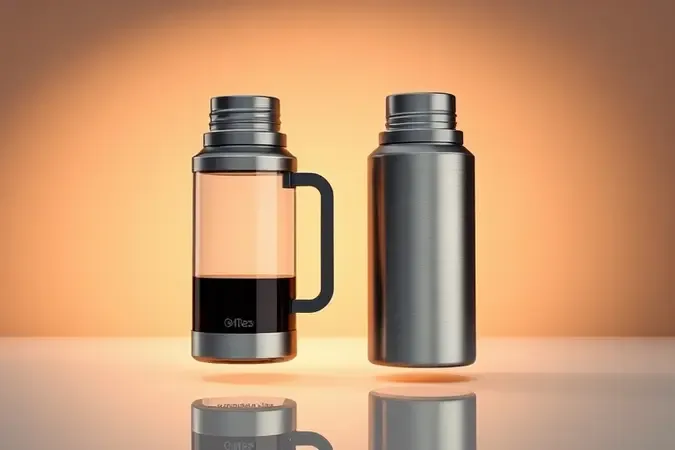 Comparação conceitual entre aapola de vidro e revestimento interno de inox em garrafas térmicas para café