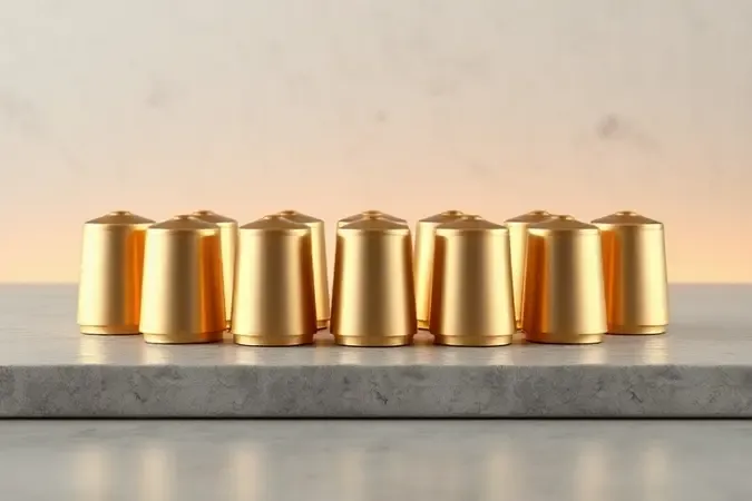 Render 3D de cápsulas de café genéricas sobre superfície de concreto com iluminação suave e tons neutros.