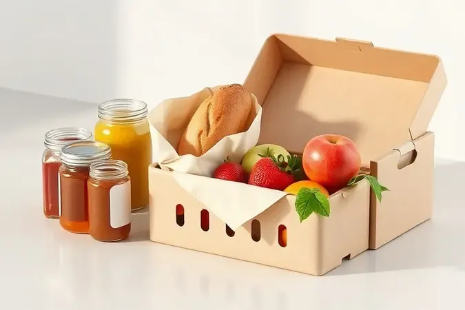 Conservação de itens do kit de café da manhã com potes de vidro, pães embalados e frutas frescas