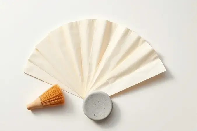 Render 3D de filtros de papel de café e escova de limpeza em composição minimalista sobre superfície branca