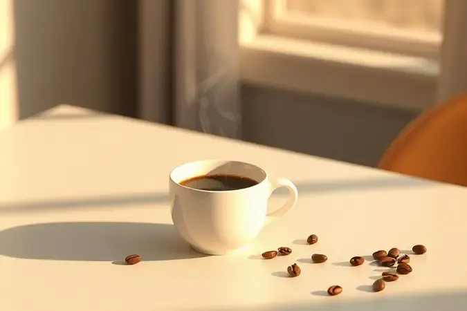 Xícara de café com vapor em lus quente e cena aconelhedora que fecha a análsie com elegância