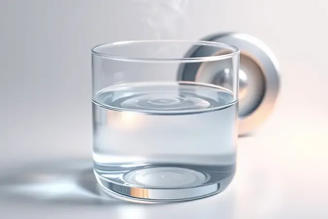 Reservatório de água cristalino com vapor e detalhe circular de pressão em cafeteira conceitual